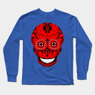 the red pattern skull in ecopop Long Sleeve T-Shirt